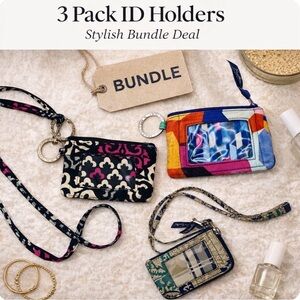 Vera Bradley ID Lanyard and Zip ID Trio Bundle